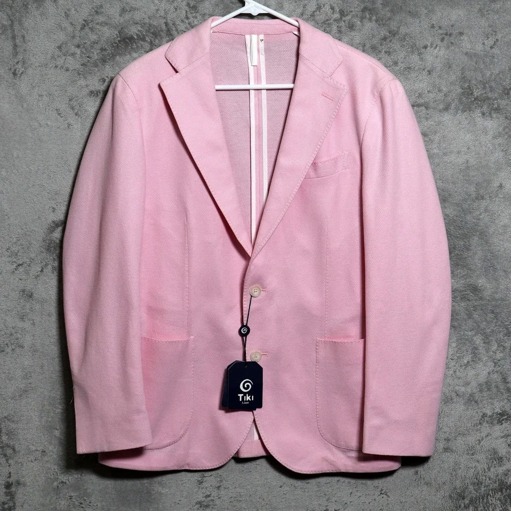 Tiki Napoli Sport Coat Mens US 40 IT 50 Pink New York 2-Button Made In Italy